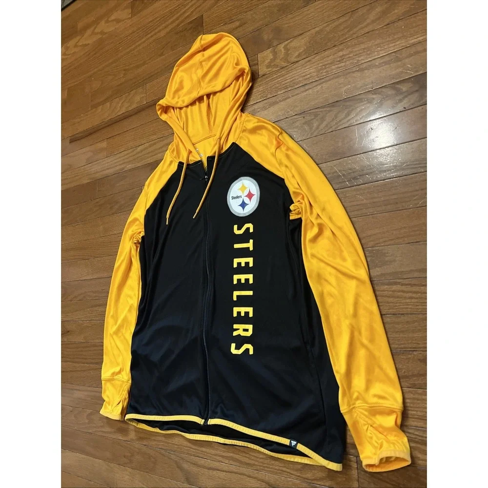 Pittsburgh Steelers Fanatics Hoodie Jacket Womens Large Full Zip NFL Black Gold - Picture 3 of 9
